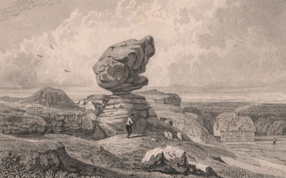 Toad Rock, Rusthall Common, near Tunbridge Wells. Kent. SHEPHERD 1829 print